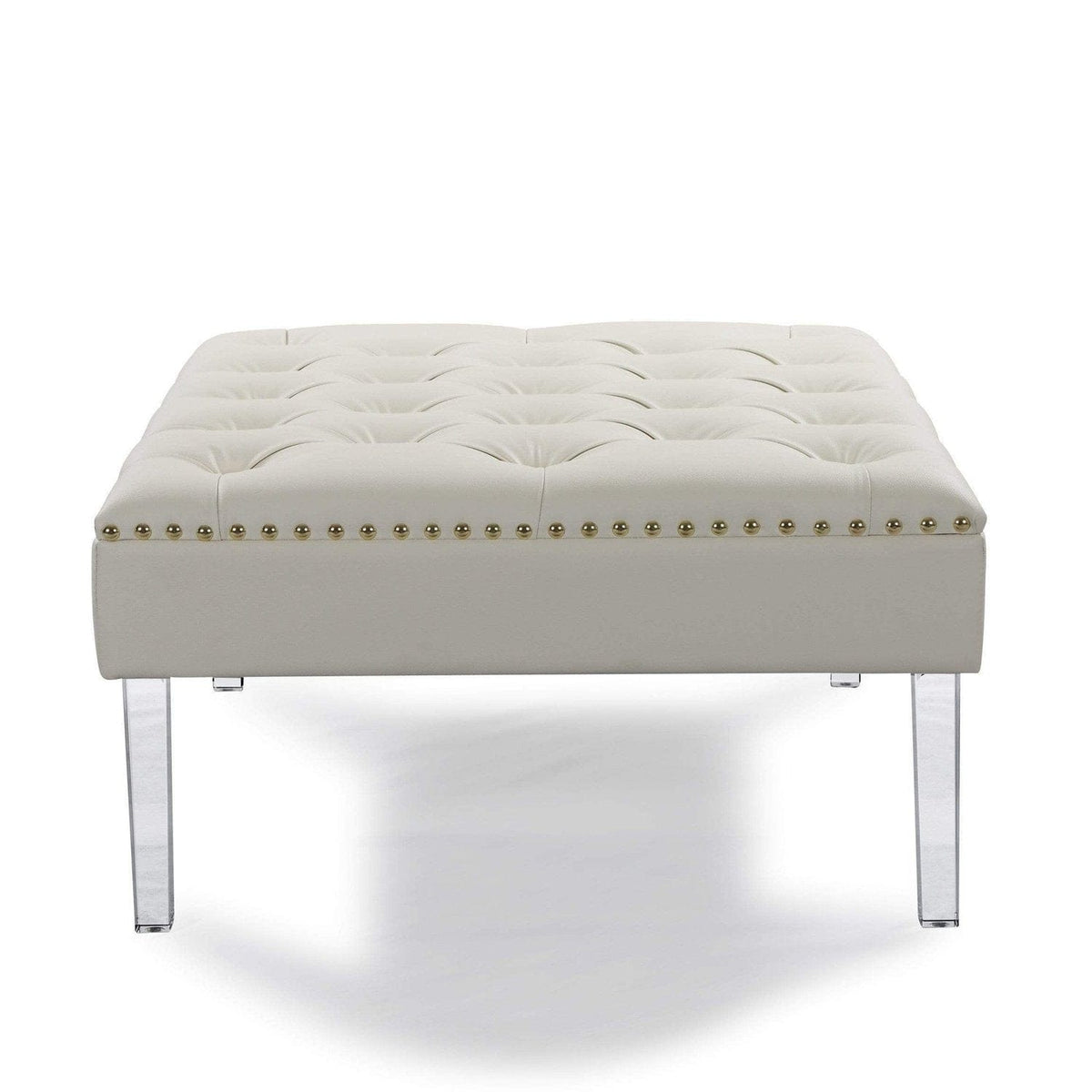 Iconic Home Pierre Faux Leather Square Ottoman Center Table 