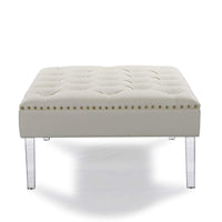 Iconic Home Pierre Faux Leather Square Ottoman Center Table 