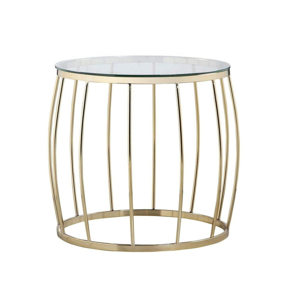 Iconic Home Ponte Round Glass Top End Side Table 