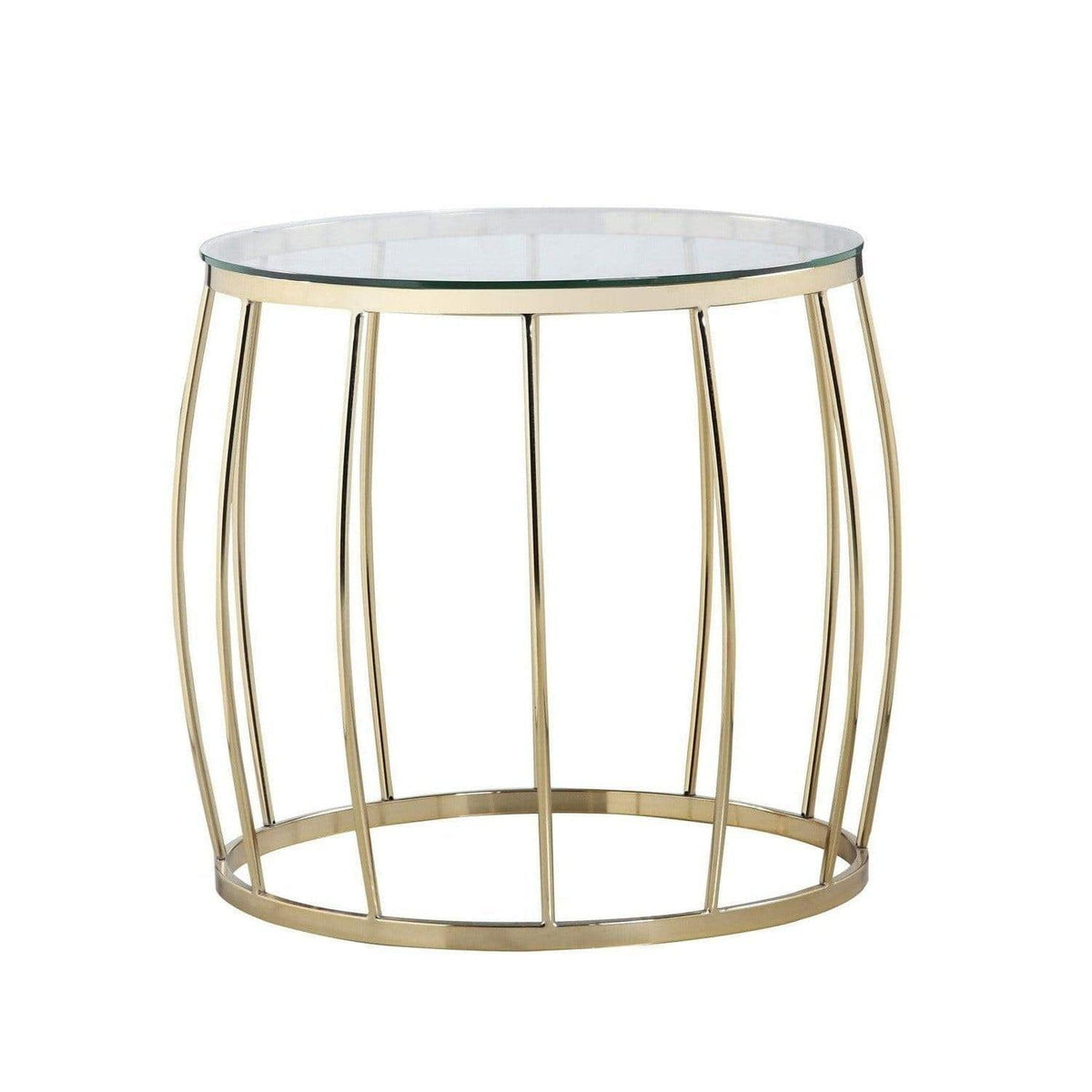 Iconic Home Ponte Round Glass Top End Side Table 