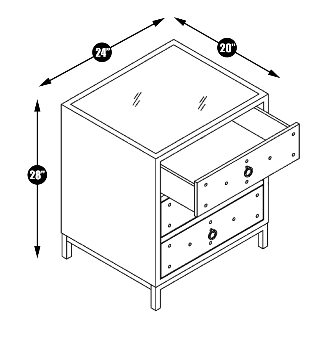 Iconic Home Prato Nightstand | End Side Table 