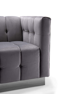 Iconic Home Primavera Button Tufted Velvet Club Chair 