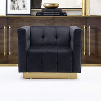 Iconic Home Primavera Button Tufted Velvet Club Chair Black