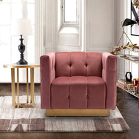 Iconic Home Primavera Button Tufted Velvet Club Chair Rose