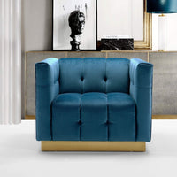 Iconic Home Primavera Button Tufted Velvet Club Chair Teal