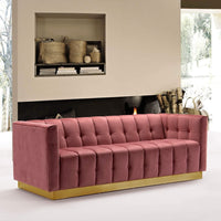 Iconic Home Primavera Velvet Sofa Button Tufted Upholstered Design Rose