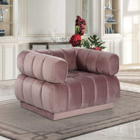 Iconic Home Quebec Channel Quilted Velvet Club Chair Blush