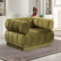 Iconic Home Quebec Channel Quilted Velvet Club Chair Green