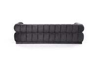 Iconic Home Quebec Sofa Velvet Upholstered Vertical Channel-Quilted Shelter Arm Tufted Design 