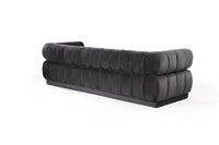 Iconic Home Quebec Sofa Velvet Upholstered Vertical Channel-Quilted Shelter Arm Tufted Design 