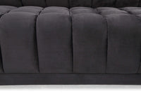 Iconic Home Quebec Sofa Velvet Upholstered Vertical Channel-Quilted Shelter Arm Tufted Design 