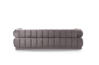 Iconic Home Quebec Sofa Velvet Upholstered Vertical Channel-Quilted Shelter Arm Tufted Design 