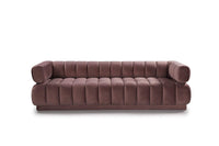 Iconic Home Quebec Sofa Velvet Upholstered Vertical Channel-Quilted Shelter Arm Tufted Design 