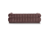 Iconic Home Quebec Sofa Velvet Upholstered Vertical Channel-Quilted Shelter Arm Tufted Design 