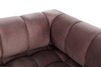 Iconic Home Quebec Sofa Velvet Upholstered Vertical Channel-Quilted Shelter Arm Tufted Design 