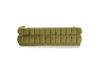 Iconic Home Quebec Sofa Velvet Upholstered Vertical Channel-Quilted Shelter Arm Tufted Design 