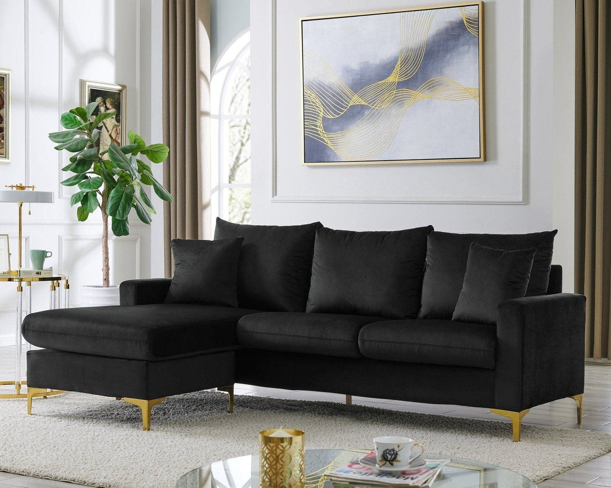 Iconic Home Queenstown Modular Chaise Velvet Sectional Sofa Black
