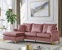 Iconic Home Queenstown Modular Chaise Velvet Sectional Sofa Blush