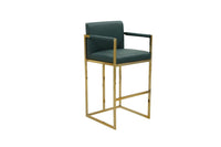 Iconic Home Quest Faux Leather Bar Stool Chair Gold Base 