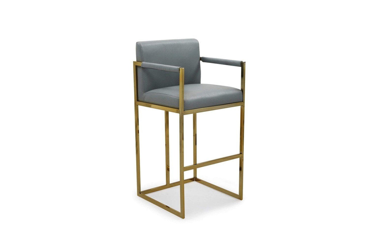 Iconic Home Quest Faux Leather Bar Stool Chair Gold Base 