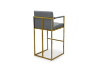 Iconic Home Quest Faux Leather Bar Stool Chair Gold Base 