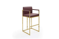 Iconic Home Quest Faux Leather Bar Stool Chair Gold Base 