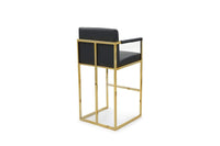 Iconic Home Quest Faux Leather Bar Stool Chair Gold Base 