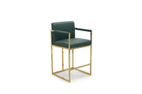 Iconic Home Quest Faux Leather Counter Stool Chair Gold Base 