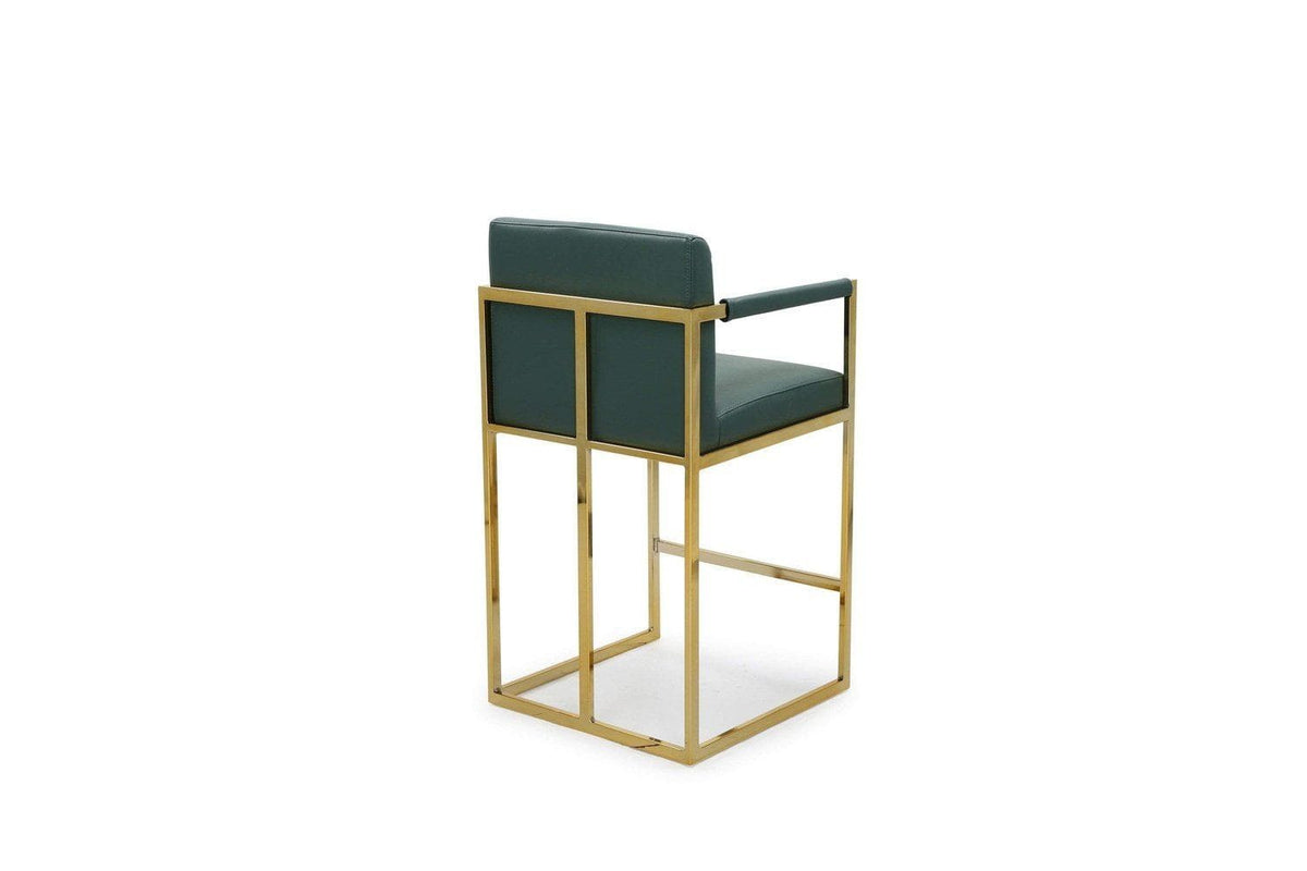 Iconic Home Quest Faux Leather Counter Stool Chair Gold Base 