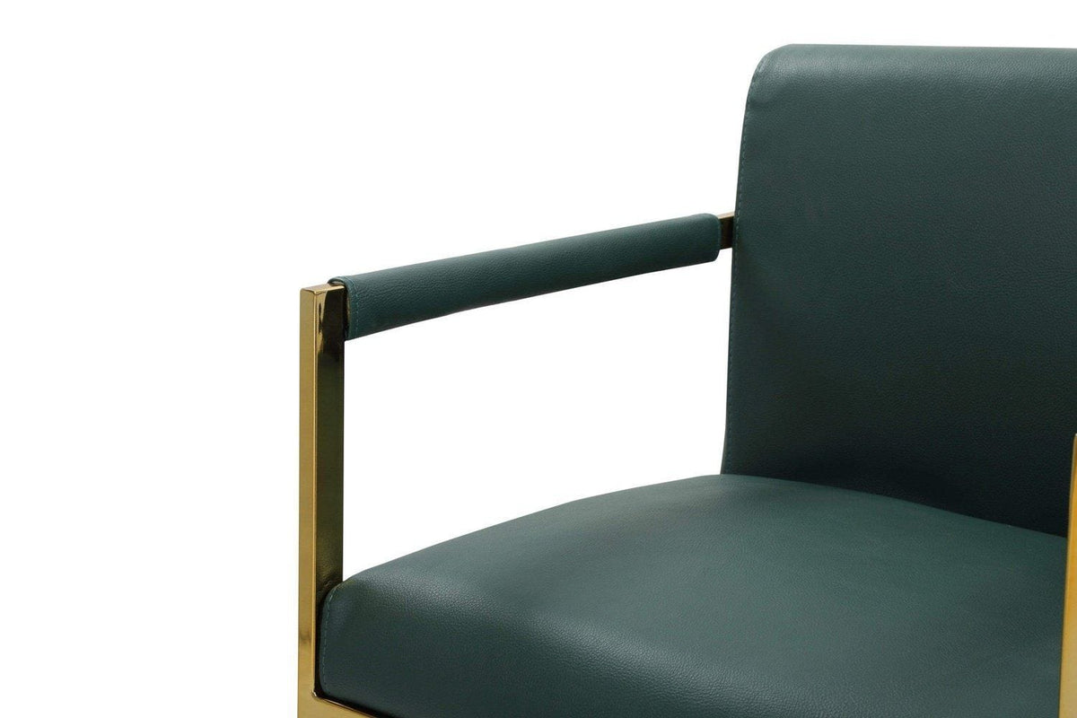 Iconic Home Quest Faux Leather Counter Stool Chair Gold Base 