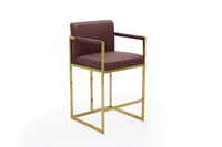Iconic Home Quest Faux Leather Counter Stool Chair Gold Base 