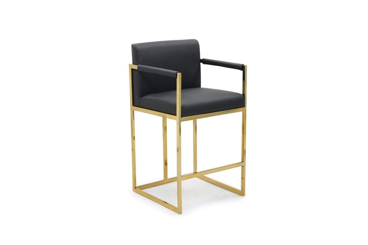 Iconic Home Quest Faux Leather Counter Stool Chair Gold Base 