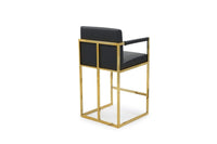 Iconic Home Quest Faux Leather Counter Stool Chair Gold Base 