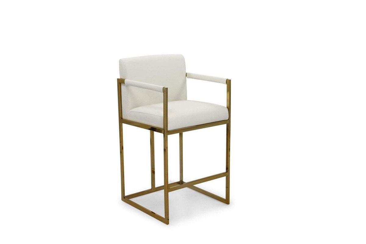 Iconic Home Quest Faux Leather Counter Stool Chair Gold Base 