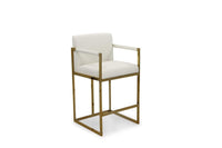 Iconic Home Quest Faux Leather Counter Stool Chair Gold Base 