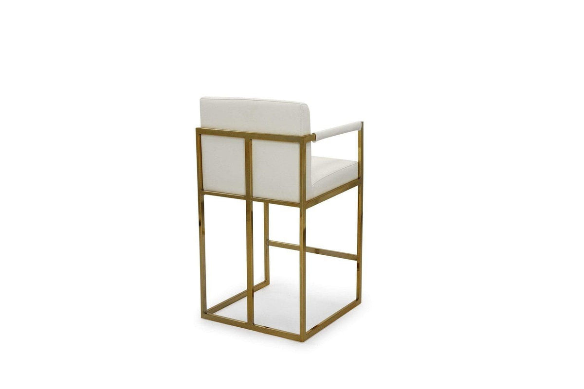 Iconic Home Quest Faux Leather Counter Stool Chair Gold Base 
