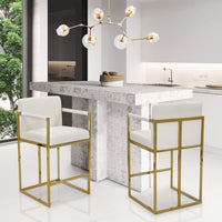 Iconic Home Quest Faux Leather Counter Stool Chair Gold Base Cream