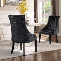 Iconic Home Raizel Tufted Velvet Dining Chair Set of 2 Black