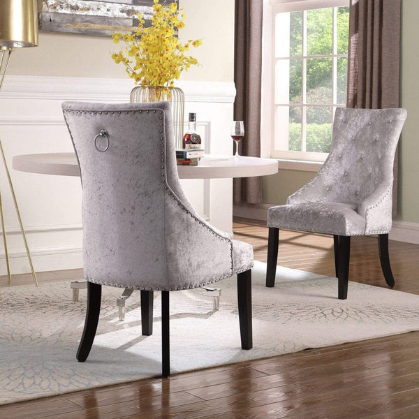 Iconic Home Raizel Tufted Velvet Dining Chair Set of 2 Grey