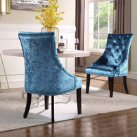 Iconic Home Raizel Tufted Velvet Dining Chair Set of 2 Teal
