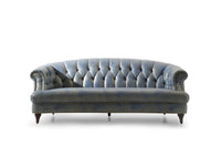 Iconic Home Randalls Sofa PU Leather Button Tufted Wood Legs Dark Blue 