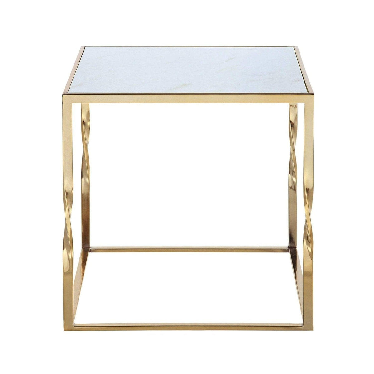 Iconic Home Rialto Square Faux Marble End Side Table 