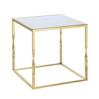 Iconic Home Rialto Square Faux Marble End Side Table 