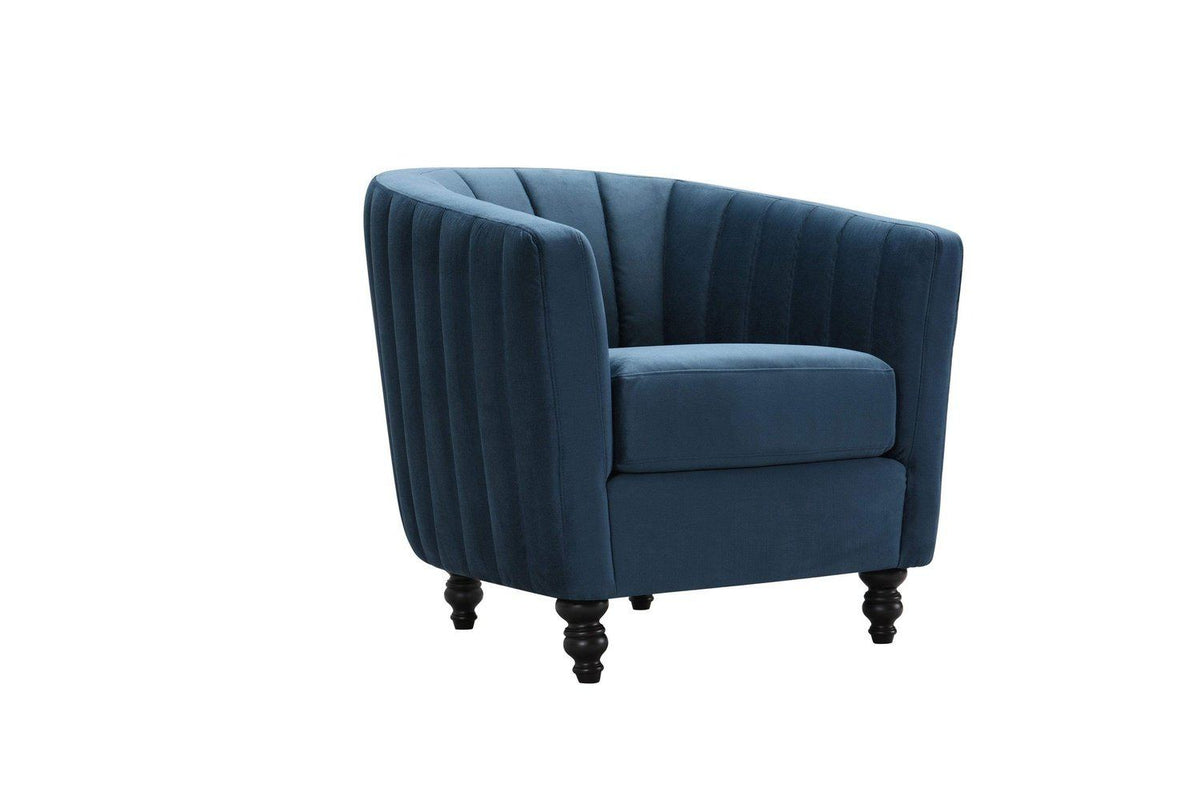 Iconic Home Riviera Channel Quilted Velvet Accent Chair 