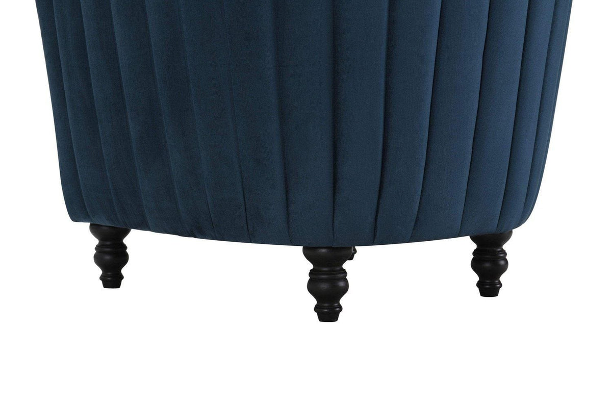 Iconic Home Riviera Channel Quilted Velvet Accent Chair 