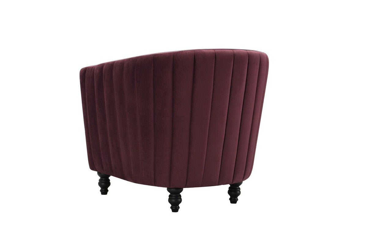 Iconic Home Riviera Channel Quilted Velvet Accent Chair 