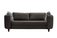 Iconic Home Riviera Velvet Sofa Espresso Brown Wood Legs 