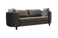 Iconic Home Riviera Velvet Sofa Espresso Brown Wood Legs 