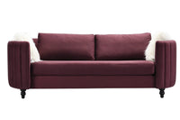 Iconic Home Riviera Velvet Sofa Espresso Brown Wood Legs 