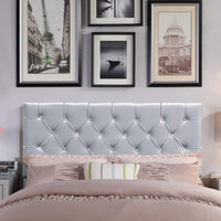 Iconic Home Rivka Tufted Velvet Headboard For Bed Silver